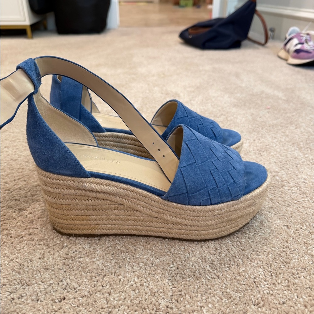 Blue Wedge Sandals Marc Fisher